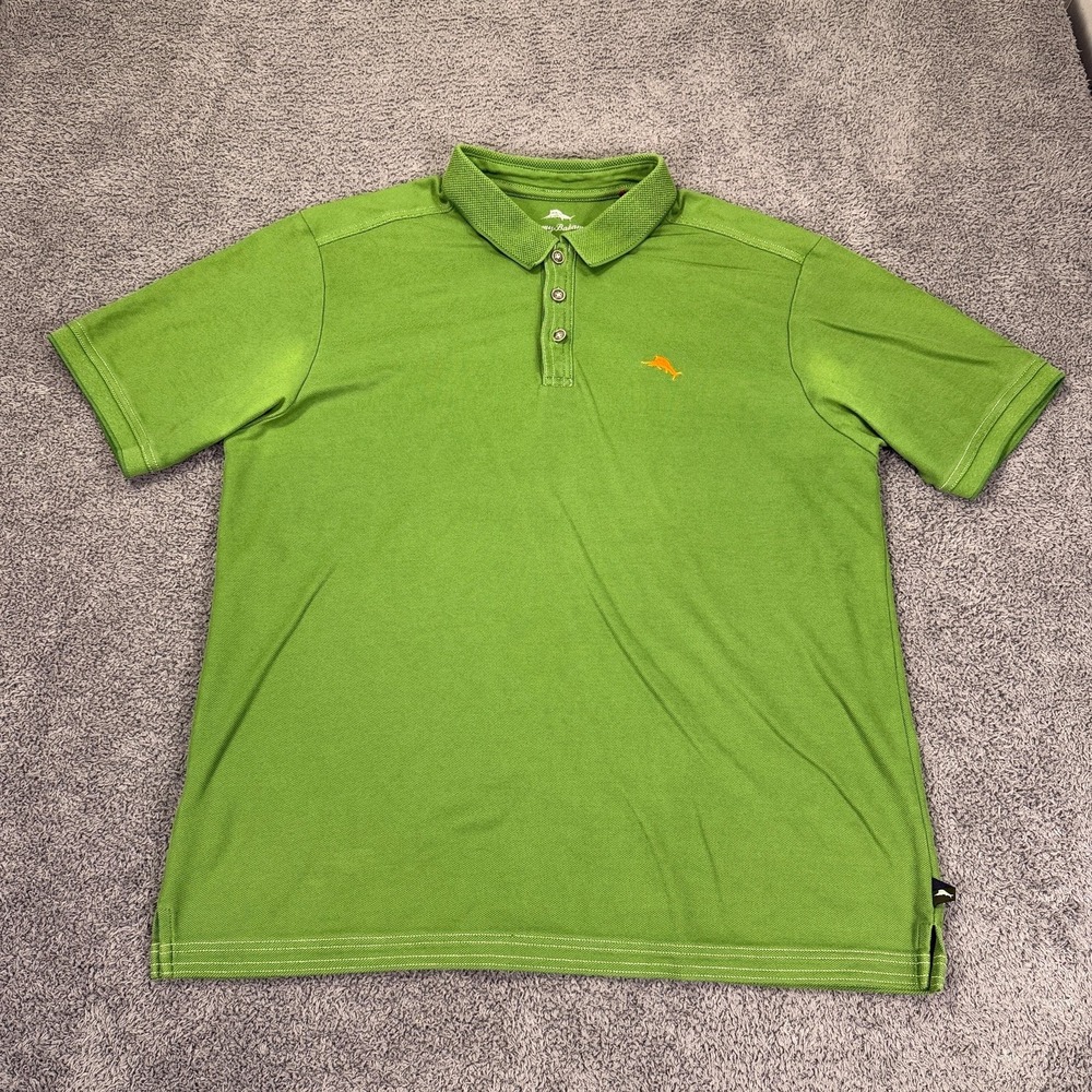 Tommy Bahama Shirt Mens Large Green Supima Cotton Polo‎ Marlin Logo Embroidered